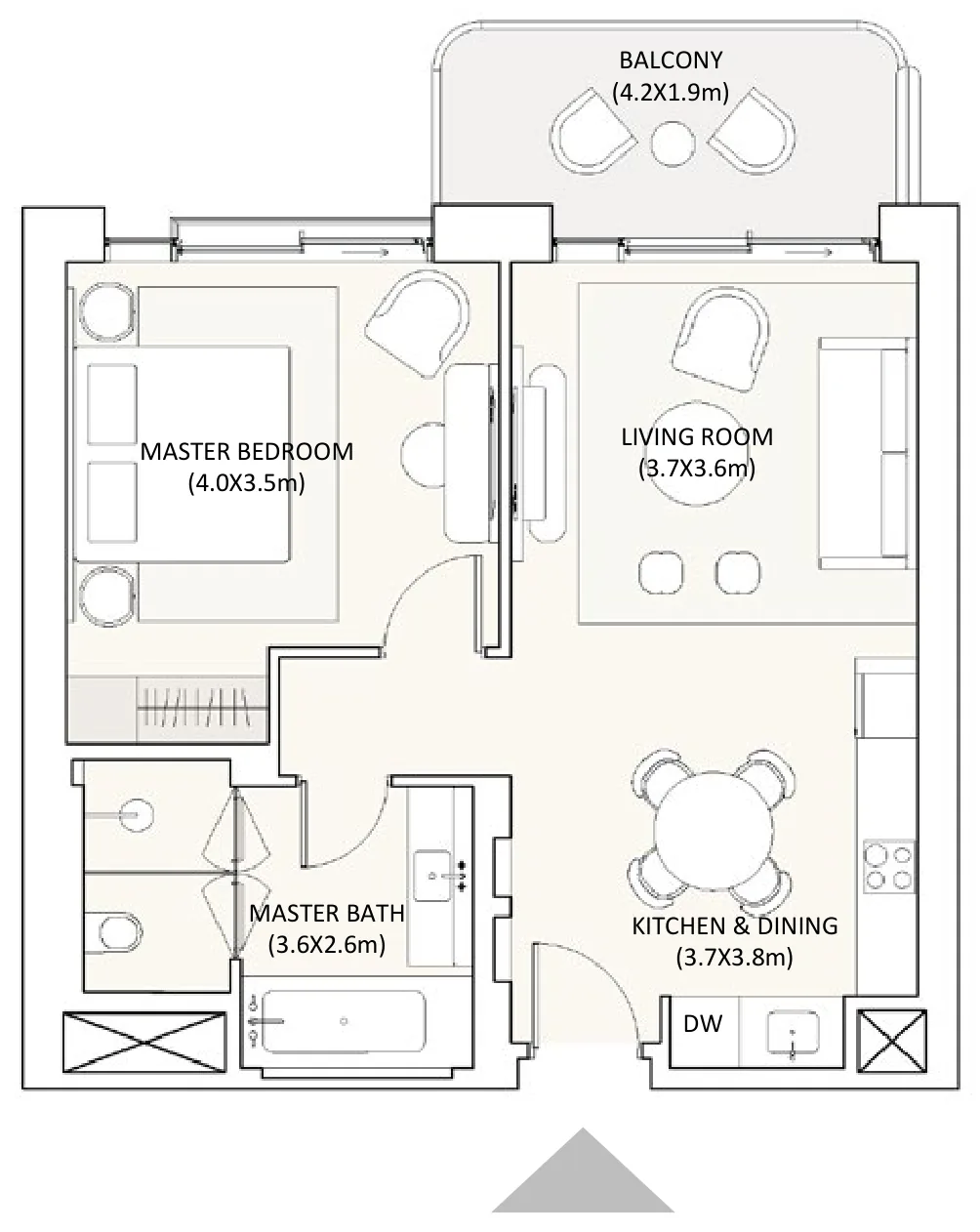 Floor plan, 1 Bedroom, Type 1